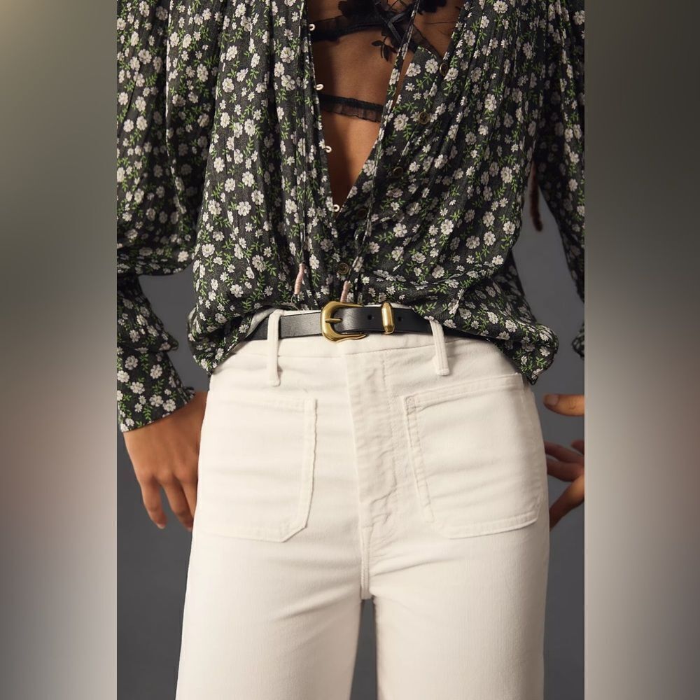 MOTHER THE CORDUROY PATCH POCKET FLARE IVORY 25 - Picture 3 of 4